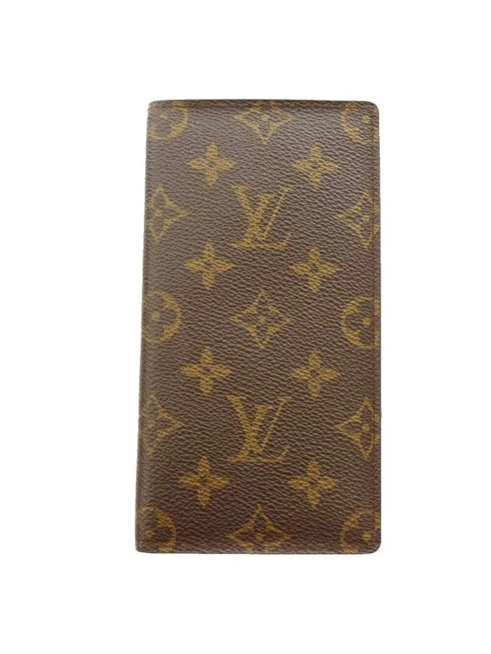 Louis Vuitton 2 Folding Wallet Leather Monogram Canvas Brown SS